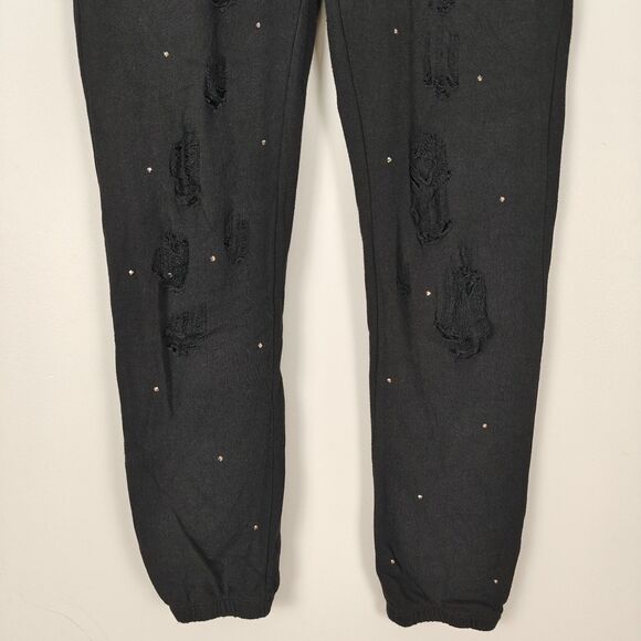 n:PHILANTHROPY Derby Jogger Rhinestone Distressed Women’s Sweatpants Sz S Grunge - Picture 3 of 9